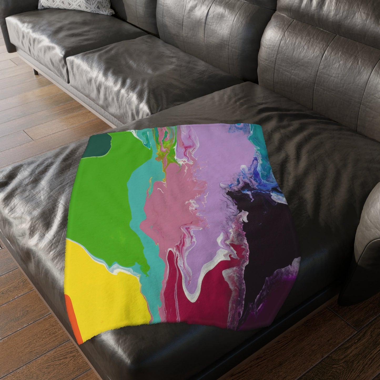 Playing With Rainbows - Velveteen Microfiber Blanket