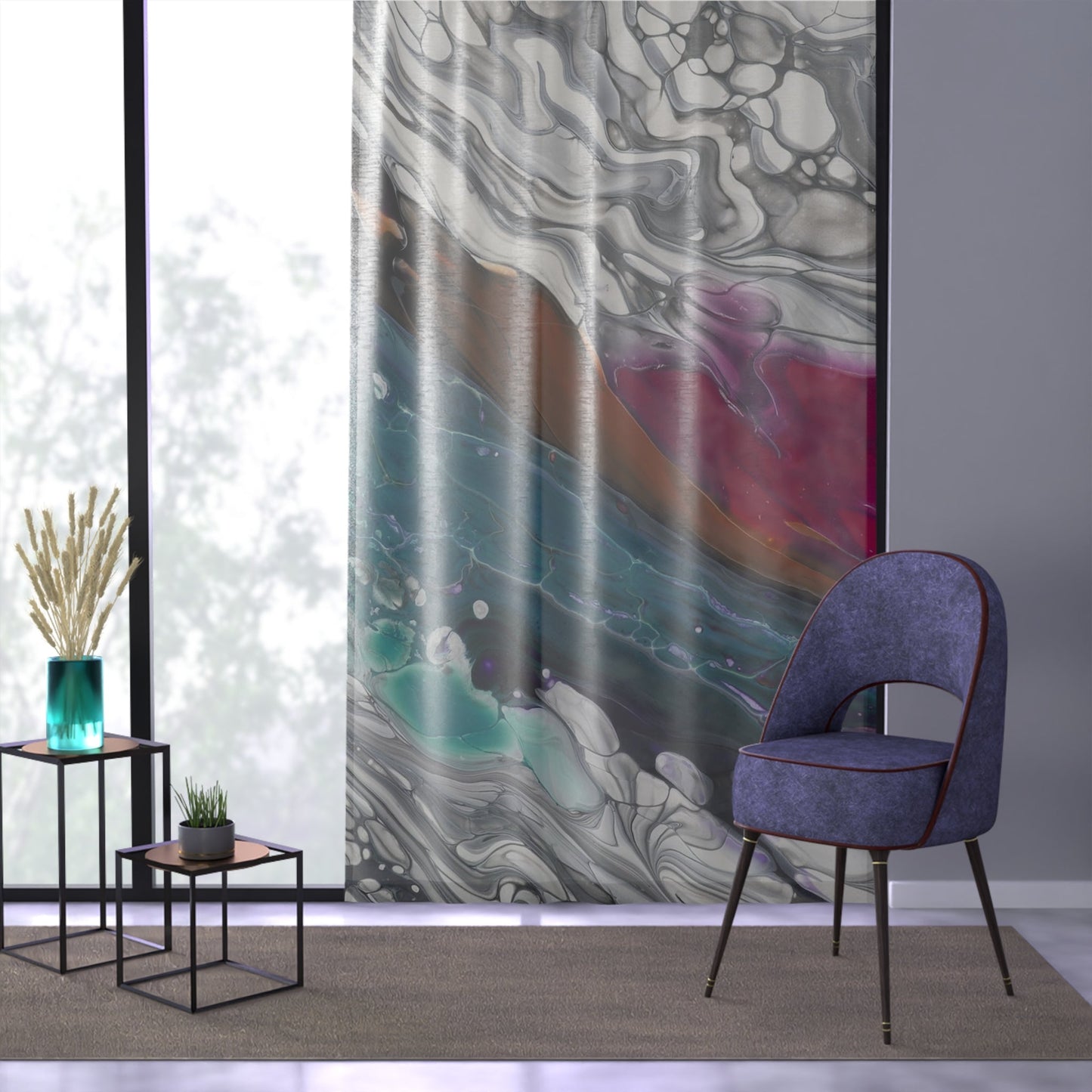'Against The Current' - Sheer Curtain